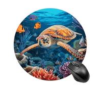 Tapis de souris rond en forme d'étoile de mer avec motif poisson tropical, tapis de souris de jeu extra densité, portable, confortable, pour bureau, maison, bureau, 20 x 20 cm