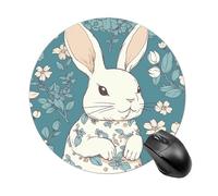 Tapis de souris rond et beau petit lapin avec base en caoutchouc antidérapant et imperméable - Pour le bureau, le travail, la maison, un ordinateur portable, un accessoire personnalisé
