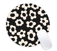 Tapis de souris rond fleurs blanches, petit tapis de souris amusant avec base en caoutchouc antid rapant, d coration de bureau, accessoires de