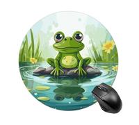 Tapis de souris rond grenouille dans un étang - Glisse - Tapis de souris de jeu extra dense portable et confortable pour bureau, maison, bureau - 20 x 20 cm