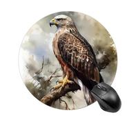 Tapis de souris rond Hawk assis dans l'arbre - Glisse - Extra dense - Portable et confortable - Pour bureau, maison, bureau - 20 x 20 cm