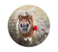 Tapis de Souris Rond Horse and Rose, 20 cm, imperméable, antidérapant, à Base en Caoutchouc.