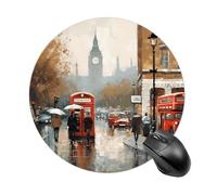 Tapis De Souris Rond Impression De Londres Base en Caoutchouc Antidérapante Moderne Tapis Souris, pour Ordinateur Portable, Ordinateur, Maison, Jeux, 20cm