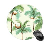 Tapis de Souris Rond imprimé cocotier d'été, Base en Caoutchouc antidérapant, Petit Tapis de Souris, décoration de Bureau, Accessoires de Bureau
