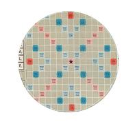 Tapis de souris rond imprimé Scrabble Board avec base en caoutchouc antidérapant pour ordinateur, bureau, maison