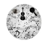 Tapis de souris rond imprimé sur le thème musical avec bords cousus et base en caoutchouc antidérapant durable pour bureau, maison, ordinateur portable, souris sans fil