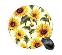 Tapis de Souris Rond imprimé Tournesol d'été, Base en Caoutchouc antidérapant, Petit Tapis de Souris, décoration de Bureau, Accessoires de Bureau