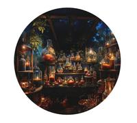 Tapis De Souris Rond Laboratoire De Chimie Et De Sciences De La Sorcellerie, Vieux Objets Vintage avec Bord Cousu Tapis Souris, pour Maison, Ordinateur, Jeux, 20cm