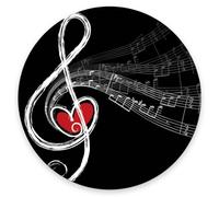 Tapis de souris rond mignon et notes de musique, tapis de souris rond en caoutchouc antidérapant personnalisé, pour souris sans fil, 20 x 20 x 0,3 cm