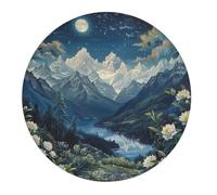 Tapis De Souris Rond Montagnes De L'Himalaya, Clair De Lune, Ciel Étoilé, Magnifique Résistant À Usure avec Bord Cousu Tapis Souris, pour Maison, Jeux, Ordinateur Portable, Ordinateur, 20cm
