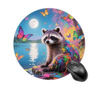 Tapis de souris rond Moonlake Raton laveur, tapis de bureau mignon avec base en caoutchouc antidérapante, petit tapis de souris amusant pour le bureau et les jeux, accessoire d'ordinateur décoratif