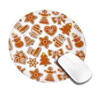 Tapis de souris rond motif biscuit au pain d'épices caramel, petit tapis de souris pour accessoires de bureau, tapis de souris de jeu avec bord cousu, tapis de bureau en caoutchouc antidérapant, tap