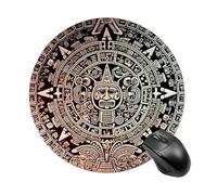 Tapis de souris rond motif calendrier maya End of the World Tapis de souris de jeu lisse extra densité portable confortable pour bureau, maison, bureau, 20 x 20 cm