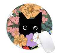 Tapis de souris rond motif chat mignon, petit tapis de souris amusant avec base en caoutchouc antid rapant, d coration de bureau, accessoires de