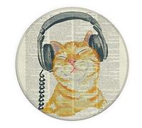 Tapis de souris rond motif chat musical, design dictionnaire, base antidérapante imperméable