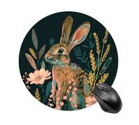 Tapis de souris rond motif herbe et lapin avec base en caoutchouc antidérapant, imperméable, tapis de souris texturé de qualité supérieure pour ordinateur portable de 19,8 cm