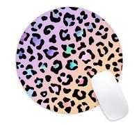 Tapis de souris rond motif léopard dégradé, petit tapis de souris amusant avec base en caoutchouc antidérapant, 22 cm rond