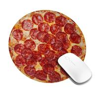 Tapis de souris rond motif pizza, petit tapis de souris de jeu avec bords cousus, base en caoutchouc antidérapant, accessoires de bureau pour décoration d'ordinateur portable