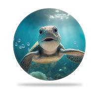 Tapis de souris rond, motif tortue de mer, 22,4 cm, avec base antidérapante et bords cousus, tapis de souris pour clavier d'ordinateur, pour la maison, le bureau, le travail, 0,3 cm d'épaisseur