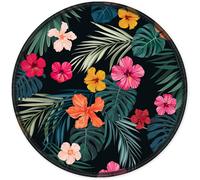 Tapis De Souris Rond, Mouse Pad Pour Ordinateur Pc Bureau Portable, Étanche Surface Lisse, Base Antidérapante En Caoutchouc, Avec Bord Cousu, Belle Florale