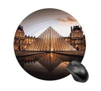 Tapis de souris rond Musée du Louvre à Paris - Tapis de souris amusant avec base en caoutchouc antidérapant - Petit tapis de souris de voyage étanche - 20 x 20 cm - Accessoires de bureau