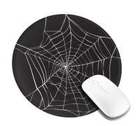 Tapis de souris rond noir et blanc motif toile d'araignée, petit tapis de souris pour accessoires de bureau, tapis de souris de jeu avec bord cousu, tapis de bureau en caoutchouc antidérapant, tapis