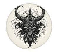 Tapis De Souris Rond Pentagramme De Démon Crâne De Chèvre Noir Base en Caoutchouc Antidérapante Doux Tapis Souris, pour Ordinateur Portable, Jeux, Maison, Ordinateur, 20cm
