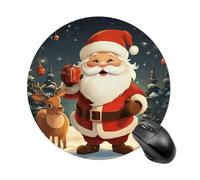 Tapis de souris rond, petit tapis de souris imprimé Père Noël, base en caoutchouc antidérapant, mini tapis de souris d'ordinateur, accessoires de bureau