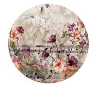 Tapis de souris rond pour bureau, musicale avec mélodie fleur, antidérapant, léger, 25,4 cm de diamètre