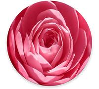 Tapis de souris rond, rose rose, fleur rouge, tapis de souris de jeu - Imperméable - Petit tapis de souris circulaire avec base en caoutchouc antidérapant - Pour bureau, maison, ordinateur portable,