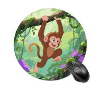 Tapis De Souris Rond Singe Rhésus avec Bord Cousu Résistant À Usure Tapis Souris, pour Ordinateur, Maison, Ordinateur Portable, Jeux, 20cm