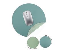Tapis de souris rond Tapis de souris en cuir double face 22cm Imperméable et antidérapant Tapis de souris antidérapant pour bureau, maison, ordinateur portable green-blue