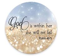 Tapis de souris rond texturé de qualité supérieure, tapis de souris lavable avec chiffon, base en caoutchouc antidérapant, petit tapis de souris Psaume 46:5 God is Within Her,She Will Not Fall-Bible
