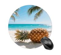Tapis de souris rond Tropical Pine Hawaiian, tapis de bureau mignon avec base en caoutchouc antidérapante, petit tapis de souris amusant pour le bureau et les jeux, accessoire d'ordinateur décoratif