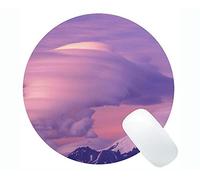 Tapis de souris rond unique en caoutchouc - Motif nuages et tambour, Alaska