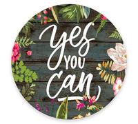 Tapis de souris rond, Yes You Can avec citation de motivation, petit tapis de souris personnalisé avec motifs, base en caoutchouc antidérapant pour ordinateur portable