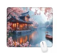 Tapis de Souris Rose,290x240x3mm Tapis de Souris Gamer Bateau Mousepad,ase en Caoutchouc Imperméable et Antidérapante,Carré Cabine Mouse Pad avec Bords Surpiqués,pour Bureau Décoration Cadeaux J-566