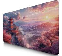 Tapis de Souris Rose 600x300x3mm sous Main Bureau avec Base Anti-Dérapage Tour du Tambour Tapis de Souris Gamer Imperméable, Mouse Pad avec Coutures sur Les Bords, Accessoire Bureau pour Gamer F0-989