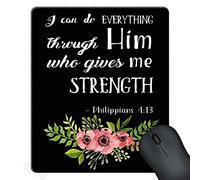 Tapis de souris rose aquarelle, fleurs, art, verset de la Bible, citations des Philippiens - I Can Do Everything Through Him Who Gives Me Strength