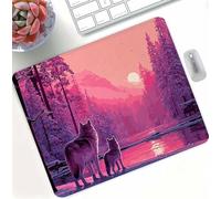 Tapis de Souris Rose Loup, Mini Tapis de Bureau Gaming, Antidérapant et Étanche avec Bords Cousus, Surface Lisse pour la Précision, pour Souris sans Fil PC Bureau Maison Jeux 200 x 150 x 3mm d0d-305
