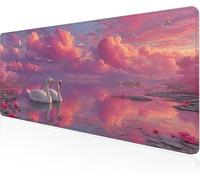 Tapis De Souris Rose,Sous Main Bureau Cygne Tapis De Souris XXL Gaming 600x400x3mm Protege Bureau Avec Base AntidéRapante,Design Durable Et ImperméAble Tissu Texturé Microtissu AméLiore PréCision Y1-5