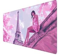 Tapis de Souris Rose Tapis de Souris Gamer XXL 1200x600x3mm Mouse Pad Paris, Bords Surpiqués, Base en Caoutchouc Imperméable et Antidérapante, Améliore la Précision et la Vitesse, Ordinateur Y7-225