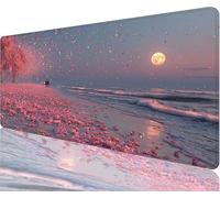 Tapis de Souris Rose Tapis de Souris Gaming xxl 1000x500x3mm, Bord Mer Mouse Pad Imperméable et Antidérapant les Bords à Double Couture Assurent Durabilité, Tandis Tissu Microfibre Cadeaux Homme N1-31