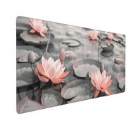 Tapis de Souris Rose Tapis de Souris XXL 1200x600 mm Lotus Mouse Pad avec Surface Imperméable et Base Antidérapante, Convient pour Bureau, l'ordinateur, Améliore la Précision et la Vitesse 2S-254