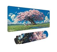 Tapis de Souris Rose Tapis Souris XXL 800 x 300mm, sous Main Bureau Fleurs De Cerisier Mouse Pad avec Bords Cousus, Imperméable Base en Caoutchouc Antidérapant Surface pour Bureau, Gaming -zjn2509HP