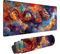 Tapis de Souris Rouge 1000x500x3 mm Grand Tapis de Souris XXL Gaming, Dragon Mouse Pad à Bords Cousus, Base en Caoutchouc Antidérapante sous Main Bureau pour Gamer, Ordinateur Decoration Maison J-E