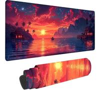 Tapis de Souris Rouge 1000x500x3 mm Grand Tapis de Souris XXL Gaming, Lac Mouse Pad à Bords Cousus, Base en Caoutchouc Antidérapante sous Main Bureau pour Gamer, Ordinateur, PC, Decoration Maison 8-K