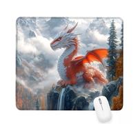 Tapis de Souris Rouge,240x200x3mm Tapis de Souris Gamer Dragon Mousepad,ase en Caoutchouc Imperméable et Antidérapante,Carré Cabine Mouse Pad avec Bords Surpiqués,pour Bureau Décoration Cadeaux J-792