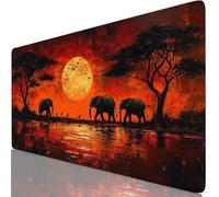 Tapis de Souris Rouge 600x400x3mm sous Main Bureau avec Base Anti-Dérapage, Éléphant Tapis de Souris Gamer Imperméable, Accessoire Bureau Antidérapant Surface Mouse Pad pour Maison, Ordinateur Y8-803