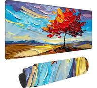 Tapis de Souris Rouge 800x300x3 mm Grand Tapis de Souris XXL Gaming, Arbre De La Vie Mouse Pad à Bords Cousus, Base en Caoutchouc Antidérapante sous Main Bureau pour Gamer, Ordinateur, PC, Maison T-U